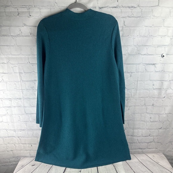 J. Jill‎ Soft Knit Sweater Dress Teal Green Knit Mock Neck Pullover Size Medium - Picture 5 of 10